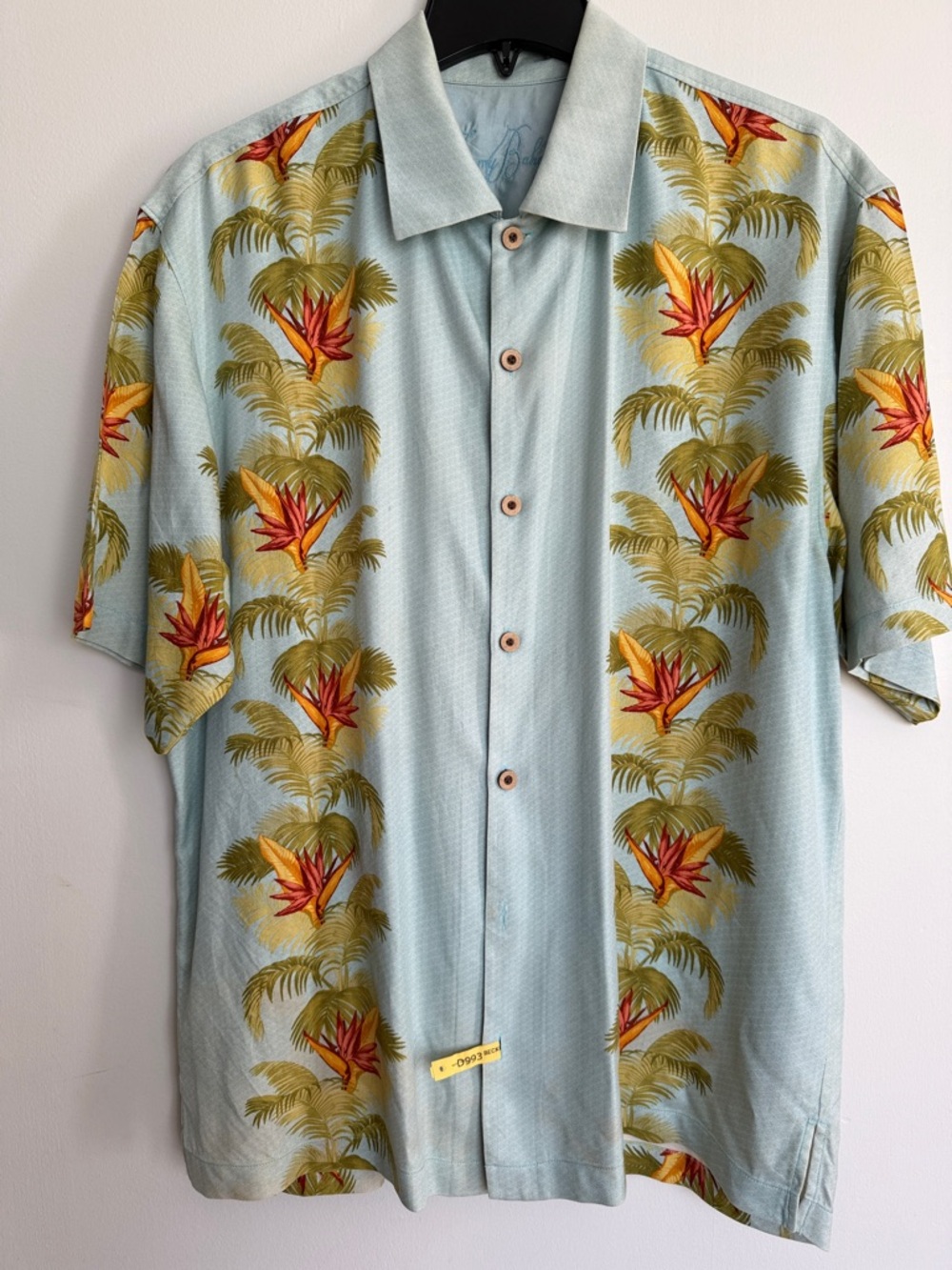 Tommy Bahama 100% Silk Men's Hawaiian Print Short-Sleeve Shirt